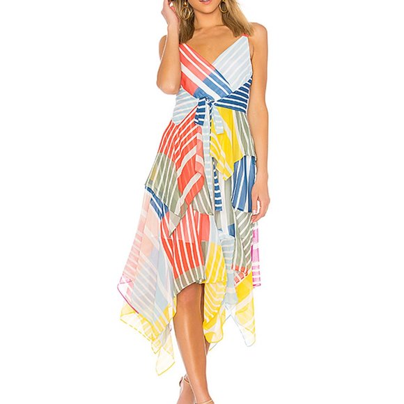 Tanya Taylor Dresses & Skirts - Tanya Taylor Colorblock Striped Silk Flowy Dress
